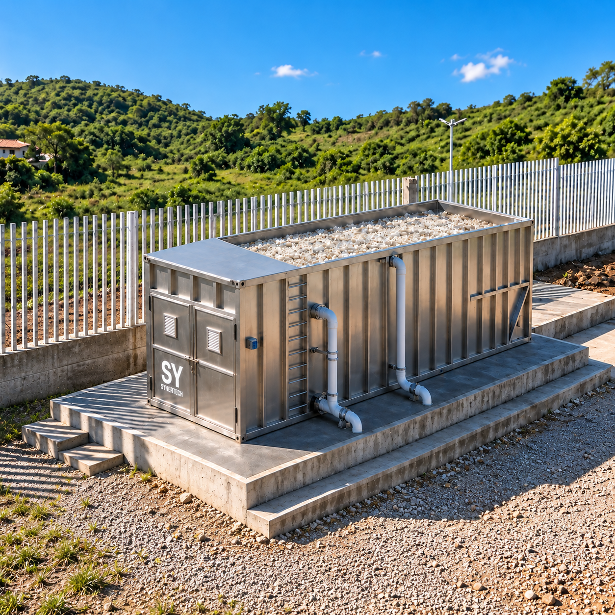 Reactor MBBR en fotografía vertical optimizada para móvil